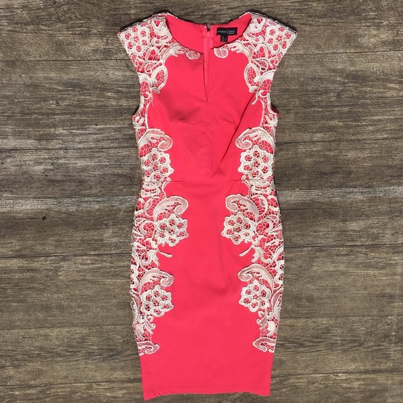 Stunning Bodycon Dress in Pink and Tan Lace - Picture 7 of 7